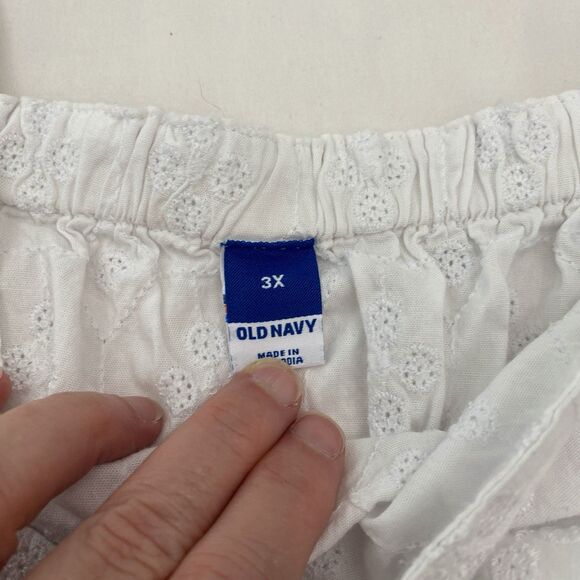 Old Navy Top Womens 3X White Tunic Eyelets Adjustable Strap Pockets Cottagecore - Picture 6 of 10